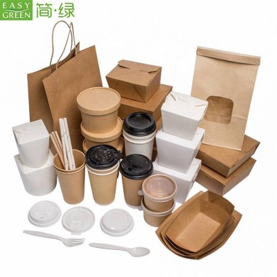 Easy Green Free Sample Food Grade Kraft Paper Food Packaging Ramen Soup Stews Salad Frozen Dessert Yogurt Ice Cream Container