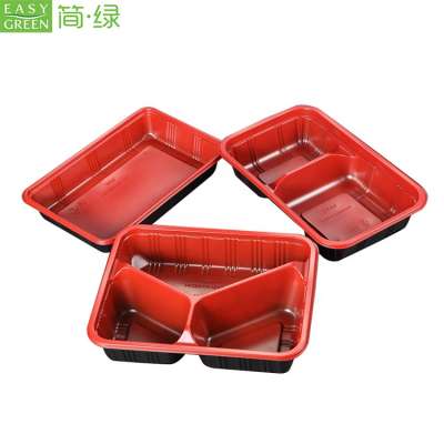 Easy Green Disposable Plastic Microwavable Takeaway Bento Lunch Box Fast Food Packaging